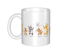 UDFKGLP The animals are dancing to celebrate Pattern mug ceramic Mugs for cappuccino, latte, cereal, yogurt, milk, hot or cold drinks Micro-wave oven