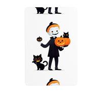 UDFKGLP The black cat ghost behind the little boy Pattern Tin decorative painting 8x12in Made of tinplate, wear-resistant and durable