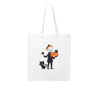 UDFKGLP The black cat ghost behind the little boy Pattern Woman Canvas Tote Bag Strong and durable for traveling, shopping, Daily One Size
