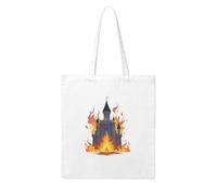 UDFKGLP The castle burning flames Pattern Woman Canvas Tote Bag Strong and durable for traveling, shopping, Daily One Size