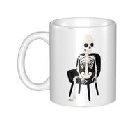 UDFKGLP The domineering skeleton at the office Pattern mug ceramic Mugs for cappuccino, latte, cereal, yogurt, milk, hot or cold drinks Micro-wave oven