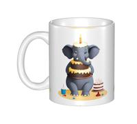 UDFKGLP The elephant has a huge cake Pattern mug ceramic Mugs for cappuccino, latte, cereal, yogurt, milk, hot or cold drinks Micro-wave oven
