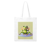 UDFKGLP The funny frog doing yoga Pattern Woman Canvas Tote Bag Strong and durable for traveling, shopping, Daily One Size