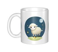 UDFKGLP The Lamb and the Moon Pattern mug ceramic Mugs for cappuccino, latte, cereal, yogurt, milk, hot or cold drinks Micro-wave oven