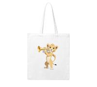 UDFKGLP The lion cub is blowing the trumpet Pattern Woman Canvas Tote Bag Strong and durable for traveling, shopping, Daily One Size