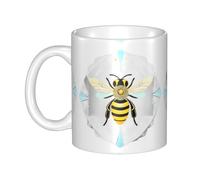 UDFKGLP The little bee in the crystal Pattern mug ceramic Mugs for cappuccino, latte, cereal, yogurt, milk, hot or cold drinks Micro-wave oven