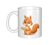 UDFKGLP The little squirrel who loves cookies Pattern mug ceramic Mugs for cappuccino, latte, cereal, yogurt, milk, hot or cold drinks Micro-wave oven