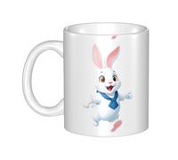 UDFKGLP The little white rabbit jumping Pattern mug ceramic Mugs for cappuccino, latte, cereal, yogurt, milk, hot or cold drinks Micro-wave oven