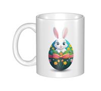 UDFKGLP The little white rabbit on the easter egg Pattern mug ceramic Mugs for cappuccino, latte, cereal, yogurt, milk, hot or cold drinks Micro-wave oven
