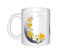 UDFKGLP The Moon Meets the Petals Pattern mug ceramic Mugs for cappuccino, latte, cereal, yogurt, milk, hot or cold drinks Micro-wave oven