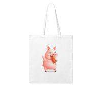 UDFKGLP The piglet happily nibbles a carrot Pattern Woman Canvas Tote Bag Strong and durable for traveling, shopping, Daily One Size