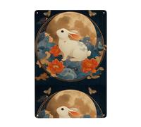 UDFKGLP The Rabbit Behind the Screen Pattern Tin decorative painting 8x12in Made of tinplate, wear-resistant and durable