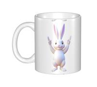 UDFKGLP The rabbit referee who cheers Pattern mug ceramic Mugs for cappuccino, latte, cereal, yogurt, milk, hot or cold drinks Micro-wave oven