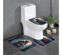 UDFKGLP The Scary Crow House Printed Anti-Slip Bathroom Rugs Set - 3-Piece Contour, Oval & Rectangular Mats for Toilet, Vanity & Restrooms
