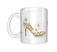 UDFKGLP The story of flowers and high heels Pattern mug ceramic Mugs for cappuccino, latte, cereal, yogurt, milk, hot or cold drinks Micro-wave oven