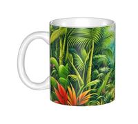 UDFKGLP Tropical Rainforest Jungle Scene Pattern mug ceramic Mugs for cappuccino, latte, cereal, yogurt, milk, hot or cold drinks Micro-wave oven