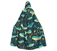 UDFKGLP Undersea Whale Pattern Adult Hooded Cloak is a super large, comfortable, and durable Halloween hooded poncho