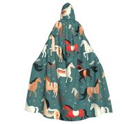UDFKGLP Various Kinds Of Horses Pattern Adult Hooded Cloak is a super large, comfortable, and durable Halloween hooded poncho