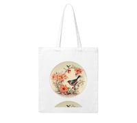 UDFKGLP Vintage Flower and Bird Dinner Plate Pattern Woman Canvas Tote Bag Strong and durable for traveling, shopping, Daily One Size
