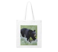 UDFKGLP Walking Black Bear Pattern Woman Canvas Tote Bag Strong and durable for traveling, shopping, Daily One Size