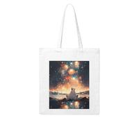 UDFKGLP White bear watching fireworks Pattern Woman Canvas Tote Bag Strong and durable for traveling, shopping, Daily One Size