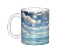 UDFKGLP White clouds over the sea Pattern mug ceramic Mugs for cappuccino, latte, cereal, yogurt, milk, hot or cold drinks Micro-wave oven