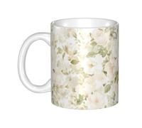 UDFKGLP white watercolor floral rose Pattern mug ceramic Mugs for cappuccino, latte, cereal, yogurt, milk, hot or cold drinks Micro-wave oven