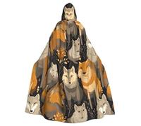 UDFKGLP Wolves Family Pattern Adult Hooded Cloak is a super large, comfortable, and durable Halloween hooded poncho