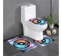 UDFKGLP Wonderful Universe Printed Anti-Slip Bathroom Rugs Set - 3-Piece Contour, Oval & Rectangular Mats for Toilet, Vanity & Restrooms
