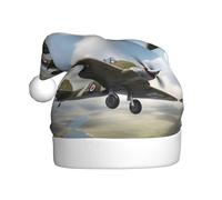 UDFKGLP World War 2 Aircraft Airplane Printing Christmas Hat for Adult Festive Celebrations as a Gift for Men and Women
