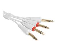 UDG 1.5M White Straight 1/4'' Jack Male to Dual 1/4'' Jack Male Audio Cable for DJ/Producer, Compatible with Musical Instrument, Amplifier, Speaker