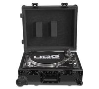 UDG Ultimate Flight Case Multi Format Turntable Plus, Black (U91029BL2) | Transport turntable setup safely to every gig; Ultimate Flightcase with laptop shelf, trolley and wheels