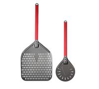 UDHSNJZG Pizza Paddle 12/13/14 Inch Hard Anodized Pizza Peels with Turning Peel 2 Pcs Shovel Aluminum Red Handle Coating Paddle(13 and 8 inch 2 PCS)