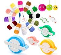 UDIHEBU Pom Pom Maker Kit, 20Pack 6 Sizes of Pompom Maker Tool with 12 Colours Yarn DIY Pompom Craft Fluff Ball Weaver Knitting for Adults Kids Beginner Handmade Toy