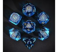 UDIXI 7-Piece Glass Dice Set D&D, MultiFaceted Diamond-Cut Glass DND Dice for Dungeons and Dragons RPG Tabletop Games (Blue)