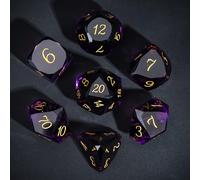 UDIXI 7-Piece Glass Dice Set D&D, MultiFaceted Diamond-Cut Glass DND Dice for RPG Tabletop Games (Purple)