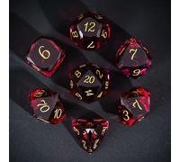 UDIXI 7-Piece Red Glass DND Dice Set, MultiFaceted Diamond-Cut Glass D&D Dice for RPG Tabletop Games