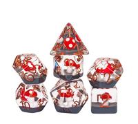 UDIXI 7PCS Polyhedral DND Dice, D&D Dice Set Filled with Mushroom, D D Dice Set for Role Playing Games as DND RPG MTG Table Games (Red Mushroom)