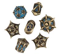 UDIXI Dragon Metal Dice Set D&D, 7-die Polyhedral Dice Set with Unique Shape for DND Dungeons and Dragons Role Playing Games(Bronze with Blue Number)