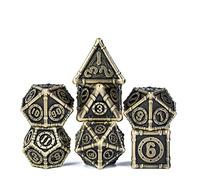 UDIXI Metal Dice Set D&D, 7 die DND Polyhedral Dice Set Pipes Frame Design for Dungeons and Dragons Role Playing Games(Ancient Bronze)