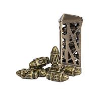 UDIXI Metal DND Bullet Dice Set, 7-Die Solid Polyhedral Metal Dice Set D&D with Container for Role Playing Game or Other Tabletop Games（Bronze）