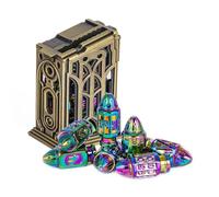 UDIXI Metal DND Bullet Dice Set with Magazine Container, 7-Die Polyhedral Dice Set Cyberpunk Style for Warhammer 40K, D&D, Sci-Fi, War or Other Tabletop Games(Colorful)