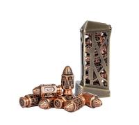 UDIXI Metal DND Bullet Dice Set with Magazine Container, 7-Die Polyhedral Dice Set Cyberpunk Style for Warhammer 40K, D&D, Sci-Fi, War or Other Tabletop Games（Ancient Copper）