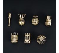 UDIXI Metal DND Dice Set RPG Polyhedral 7-Die Metal Dice Set D&D Bomb Shaped Cool Design with Leather Pouch for Role Playing Games and Other Tabletop Game (Ancient Bronze)
