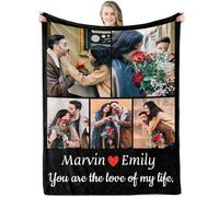 Udiyfun Personalised Blanket with Photos Text for Boyfriend Girlfriend, Custom Couples Blanket, Customised Weeding Valentines Anniversary Christmas Birthday Gifts for Women Men Him Her Wife Husband