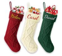 Udiyfun Personalised Christmas Stockings, Custom Family Christmas Stocking with Embroidered Name, 46CM Large, Customised Knitted Xmas Stockings, Christmas Hanging Decor, Gifts for Family 1 Pcs