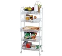 UDIYO 5 Tier Stackable Vegetable Rack, Metal Mesh Vegetable Basket for Kitchen, Fruit and Veg Storage (White)
