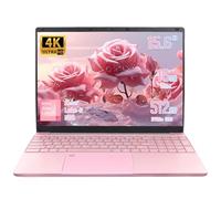 UDKED 15.6 inch Laptop, Celeron N95, 16GB DDR4, 4K UHD IPS, Fingerprint Unlock, Backlit Keyboard, Lightweight Portable Notebook for Study, Work, (Rose Gold, 16+512G)