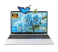 UDKED 15.6 inch Laptop, Celeron N95, 16GB DDR4, 4K UHD IPS, Fingerprint Unlock, Backlit Keyboard, Windows 11, Lightweight Portable Notebook for Study, Work, Office (Silver, 16+512G)