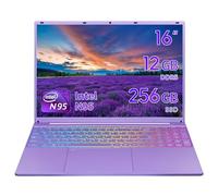 UDKED 16 inch Laptop, N95 CPU(up to 3.4GHz),12GB DDR5,1920x1200 IPS Display,Windows 11 Laptops,Narrow Bezels,Numeric/Backlit KB,USB3.0,Dual Band WiFi,HDMI Purple Notebook PC (Purple/256G SSD)